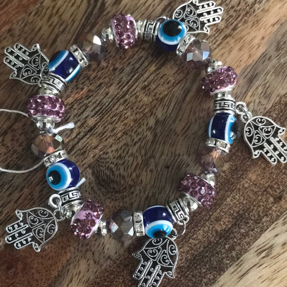 Purple Evil Eye Hamza Bracelet